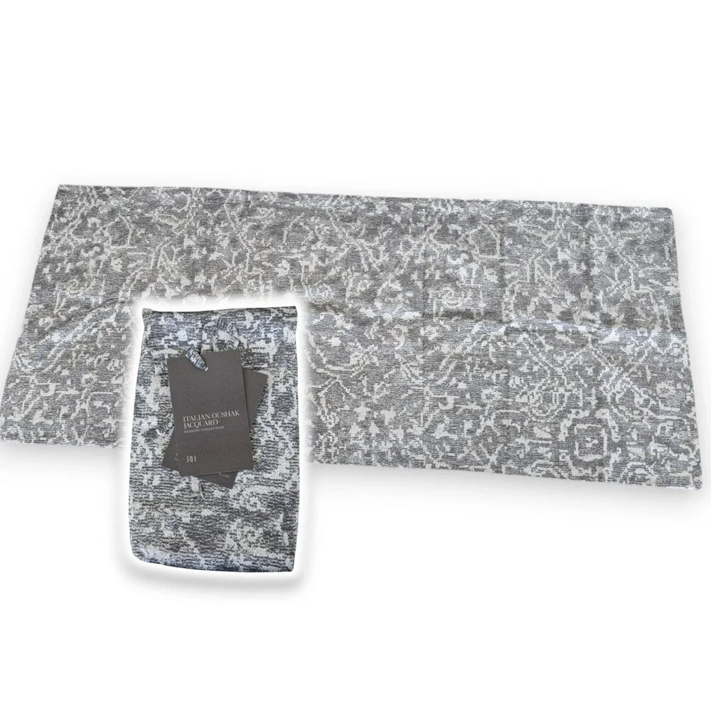 Restoration Hardware Italian Oushak Jacquard Grande Queen Lumbar Sham Gray 15x38
